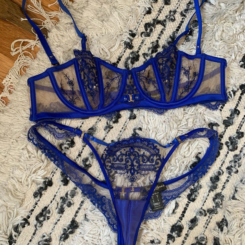 Honey Birdette Gabrielle Blue Bra and Thong Set